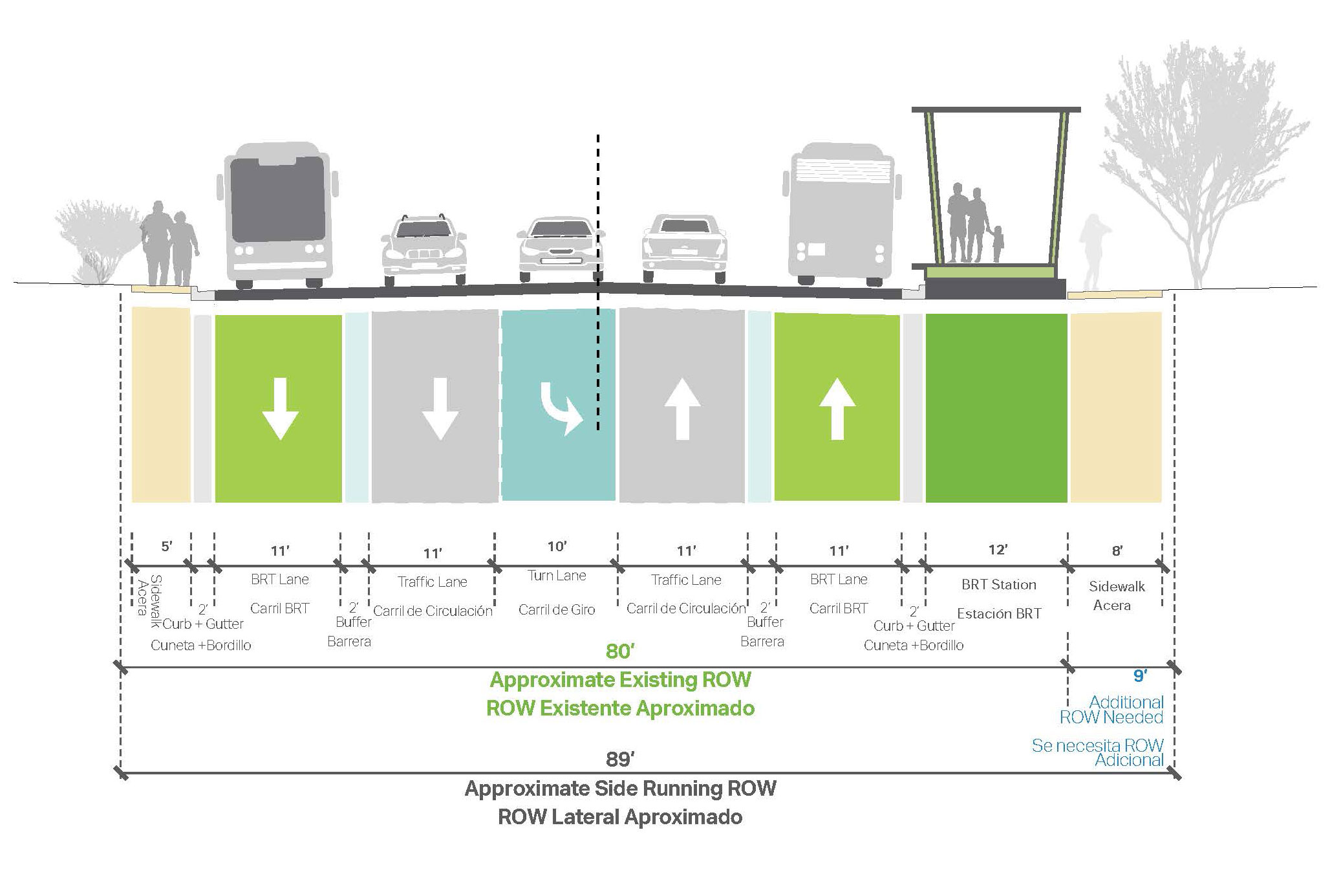 Feature of Center Dedicated Bus Lanes